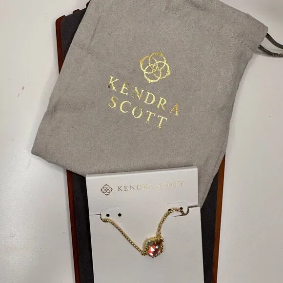 Kendra Scott Gold-Tone Iridescent Pendant Necklace 16-18” Adjustable NWT